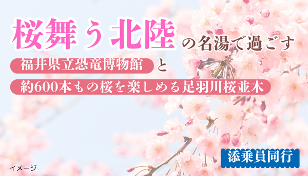 <添乗員同行>桜舞う北陸の名湯で過ごす３日間～福井県立恐竜博物館と約600本もの桜を楽しめる足羽川桜並木～　那覇発【遊タイムツアー】