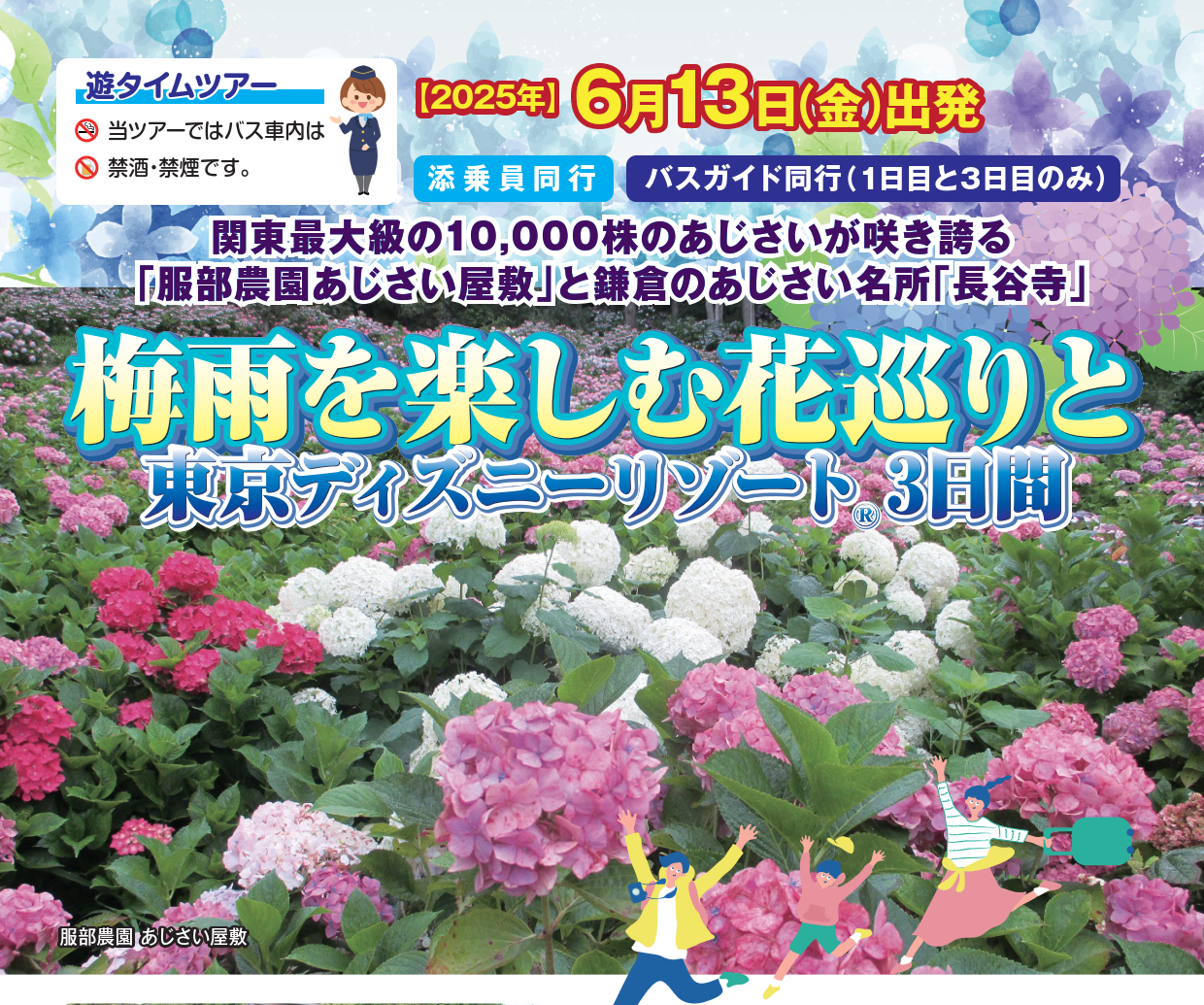 <添乗員同行>梅雨を楽しむ花巡りと東京ディズニーリゾート３日間　那覇発【遊タイムツアー】