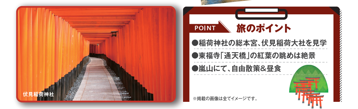 旅のポイント<添乗員同行>紅葉、京都名所めぐり３日間（東寺・東福寺・清水寺・嵐山）　那覇発【遊タイムツアー】