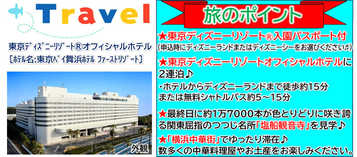 旅のポイント<添乗員同行>～関東屈指のつつじ名所～春彩る塩船観音寺と東京ディズニーリゾート３日間。　那覇発【遊タイムツアー】