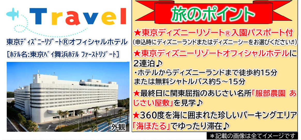 旅のポイント【6月】<添乗員同行>~あじさいと夢の国を満喫~約10,000株のあじさいが咲き誇る、服部農園あじさい屋敷と東京ディズニーリゾート3日間。 那覇発【遊タイムツアー】 旅のポイント【6月】<添乗員同行>~あじさいと夢の国を満喫~約10,000株のあじさいが咲き誇る、服部農園あじさい屋敷と東京ディズニーリゾート3日間。 那覇発【遊タイムツアー】