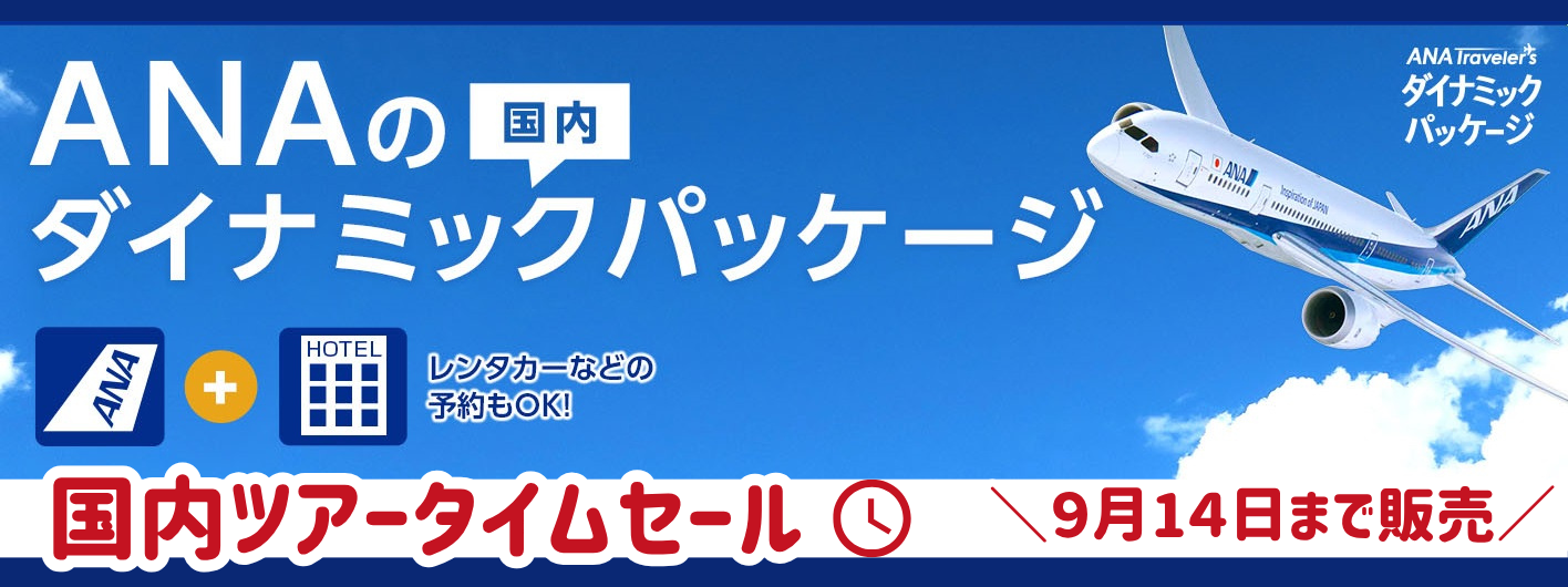 タイムセール！！航空券＋宿泊（ANAダイナミックパッケージ）なら前日まで予約ＯＫ！